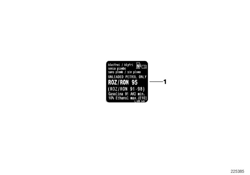 BMW 71227633820 Label Premium Fuel Unleaded 95(Roz)