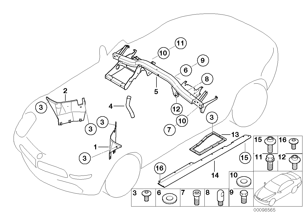 BMW 51718247195 Cross Member, A Column