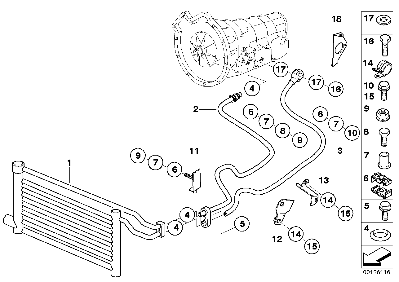 BMW 17228022553 Oil Cooling Pipe Outlet