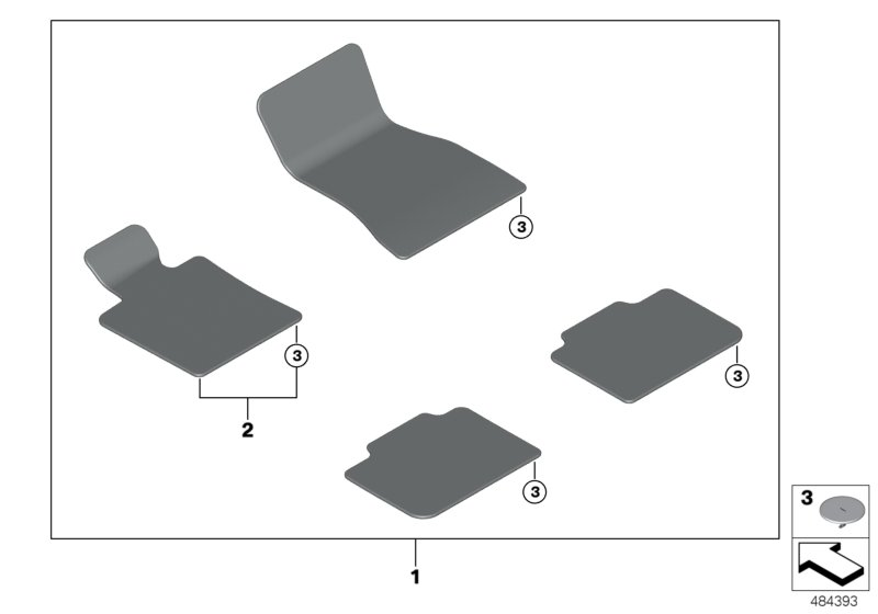 BMW 51477943010 FLOOR MAT, DRIVER SIDE