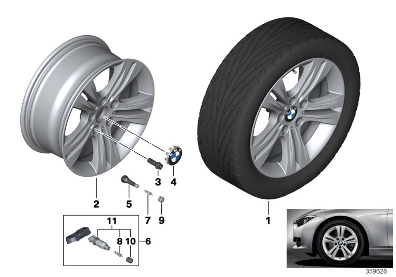 BMW 36116796239 Disc Wheel, Light Alloy, Reflex-Silber