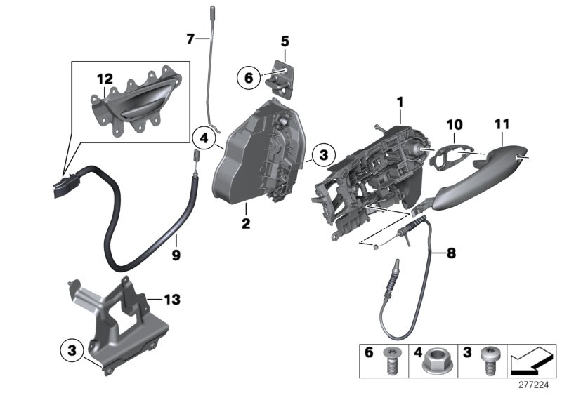 BMW 51217197800 Bowden.Cable,Outside Door Handle Front