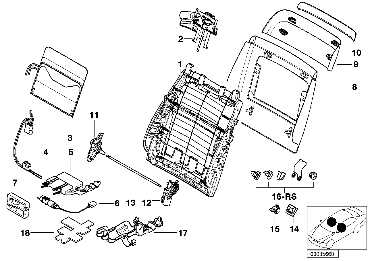 BMW 52108199662 Backrest Frame