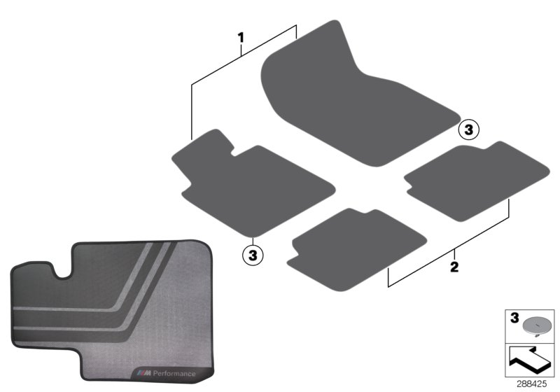 BMW 51472407302 Floor Mats Performance, Front