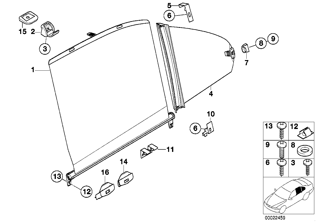 BMW 51168237530 Spacer Hook Roller Blind Side Window