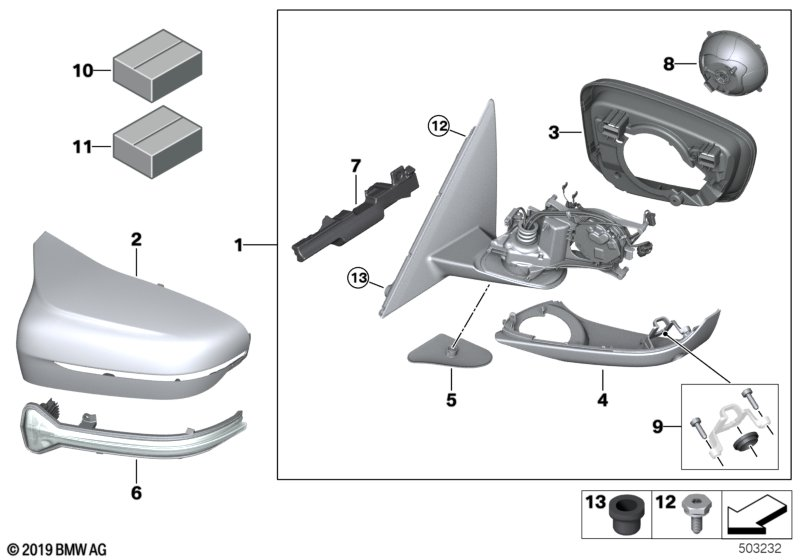 BMW 51167458564 SEAL, OUTER RIGHT MIRROR TRI