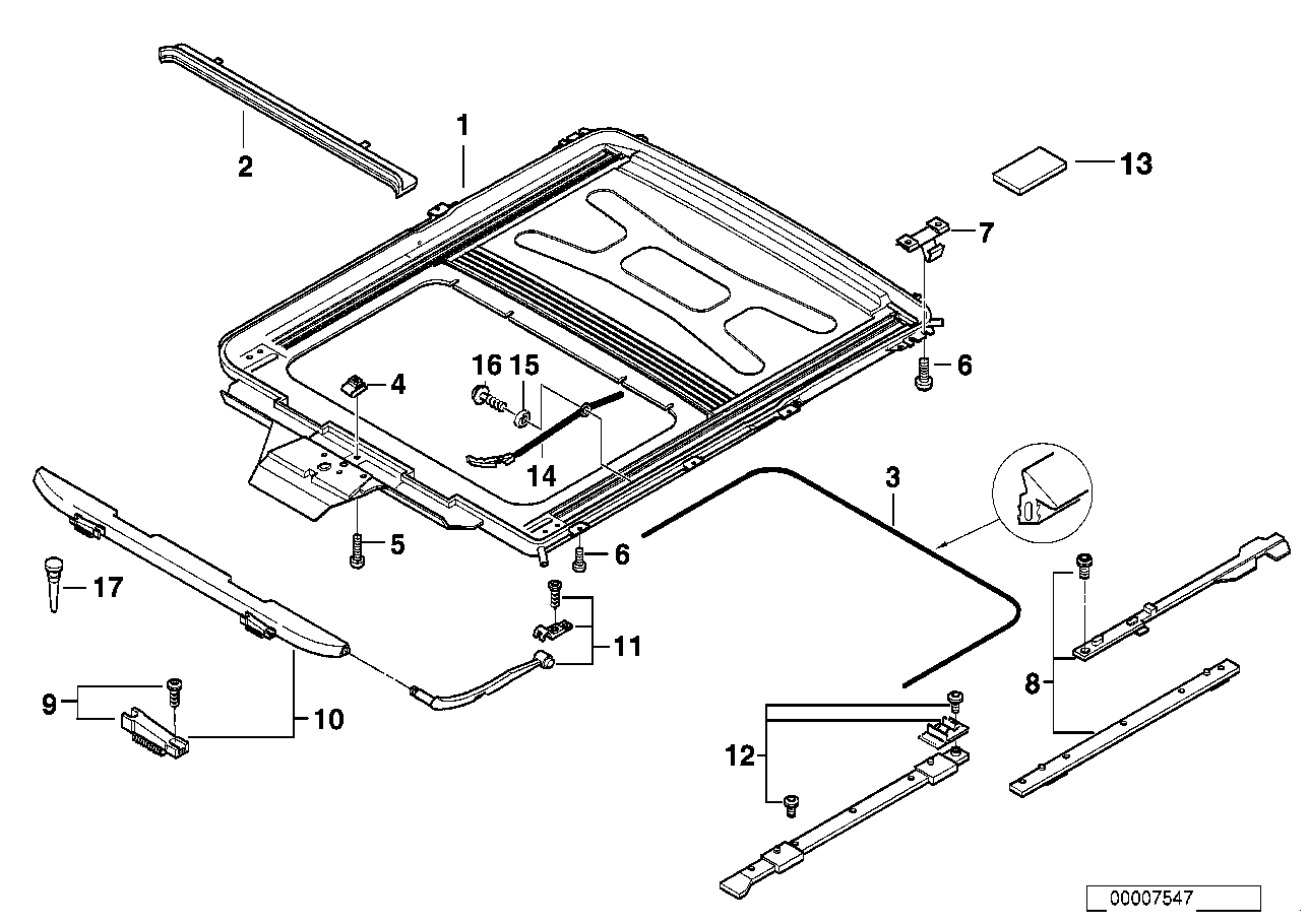 BMW 54128209797 Repair Kit For Ceiling Frame Mechanism