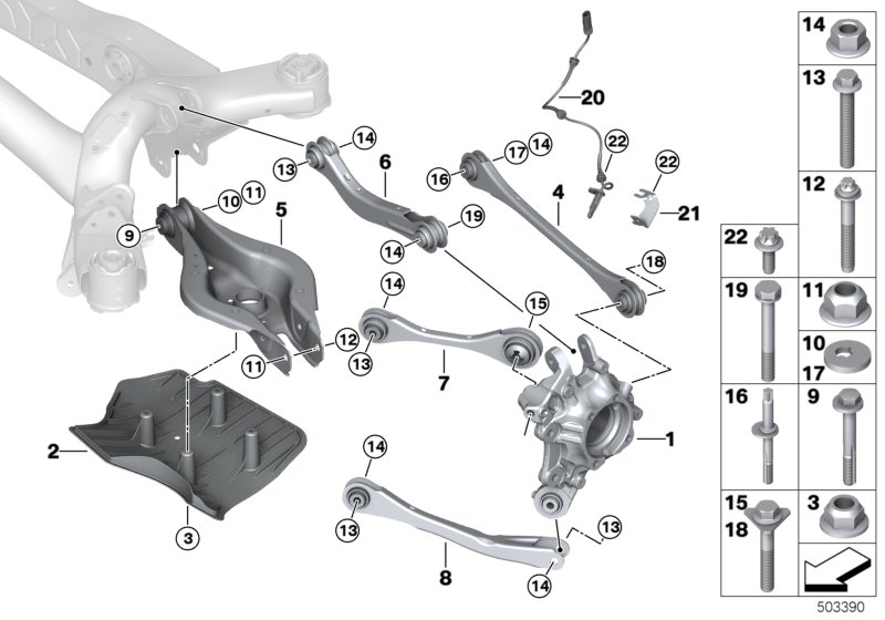 BMW 33306899303 WHEEL CARRIER, REAR LEFT