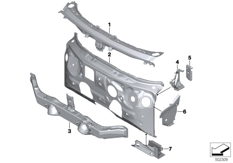 BMW 41007955543 CROSS MEMBER, SPLASH WALL