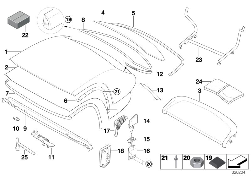 BMW 54217006047 Support Rail, Gasket, Left