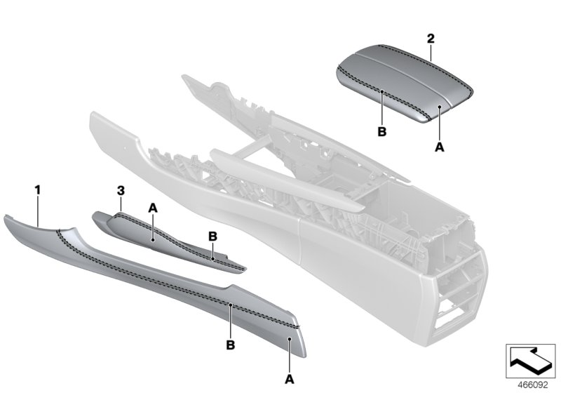 BMW 51167991529 Armrest, Leather, Front Middle