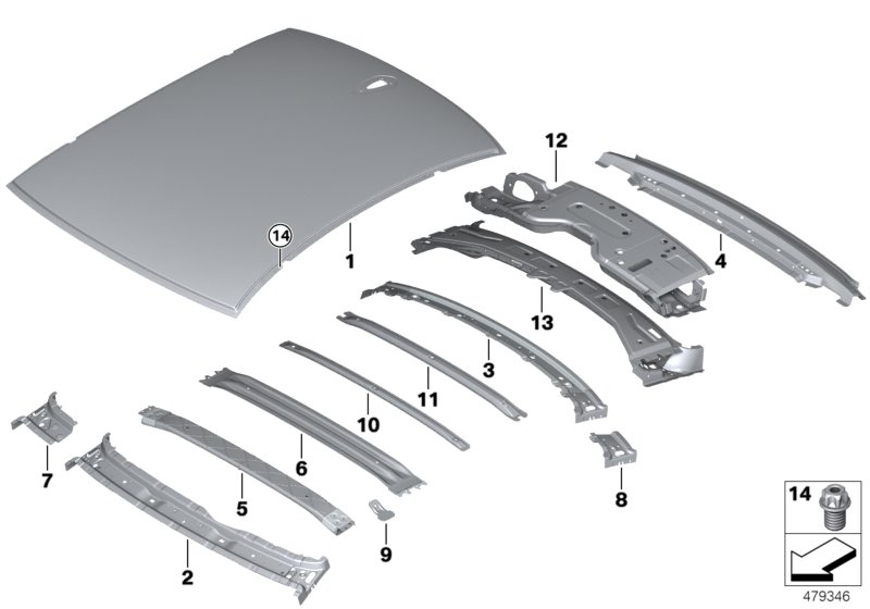 BMW 41007413333 Roof Panel For Lifting-Sliding Roof