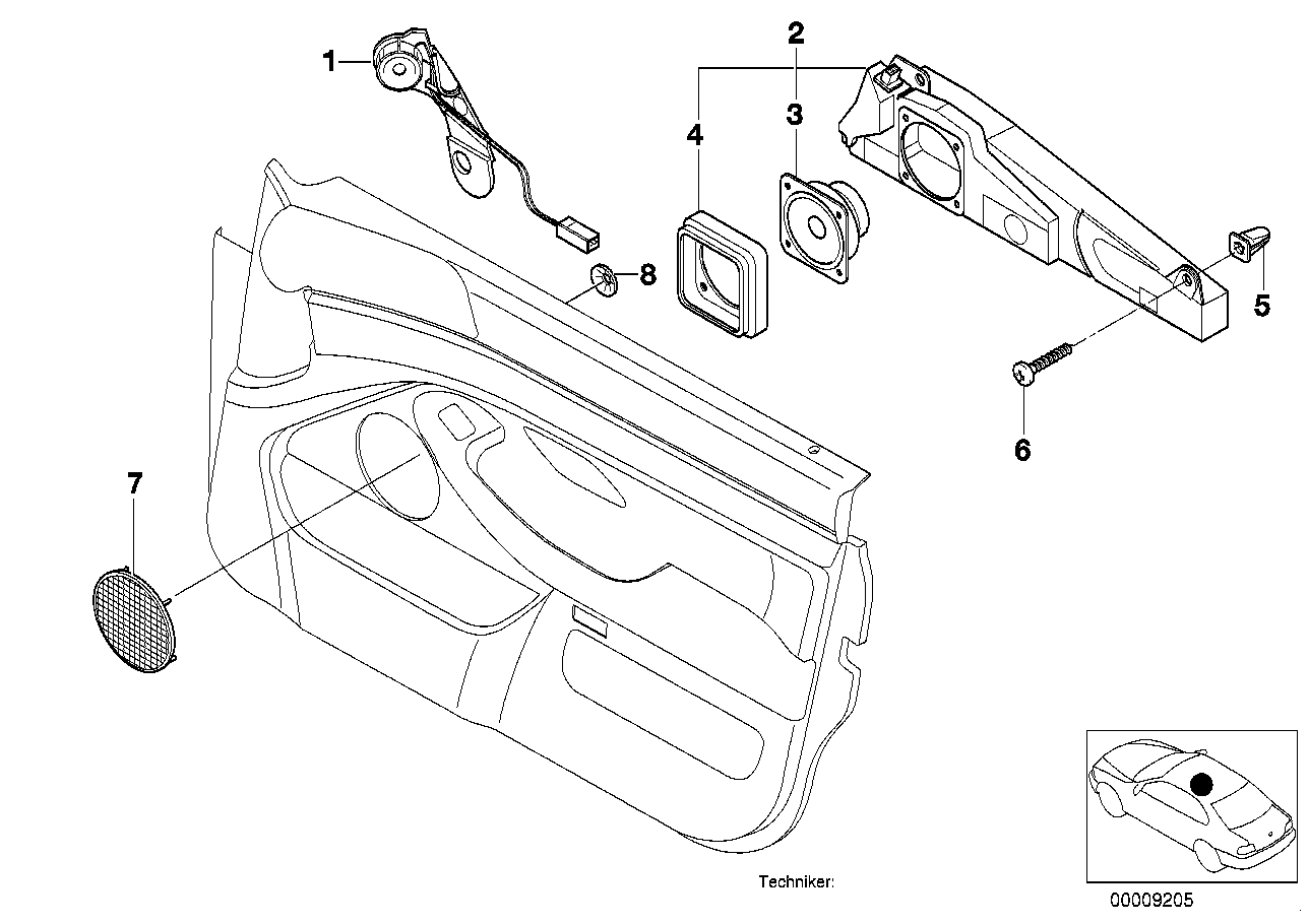 65138360776 BMW Right Front Door Loudspeaker Box