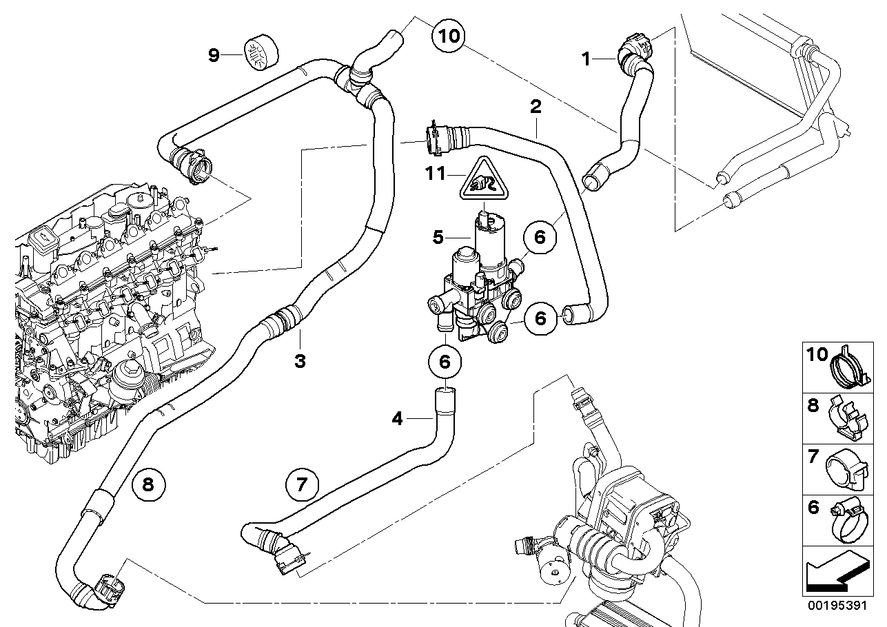 BMW 64126961603 Hose For Independ.Heater And Engine Return