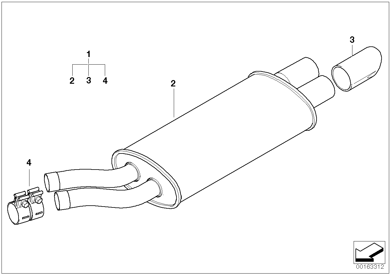 BMW 18100429614 Sports Rear Silencer