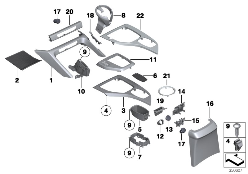 BMW 51169252860 COVER CENTRE CONSOLE, REAR