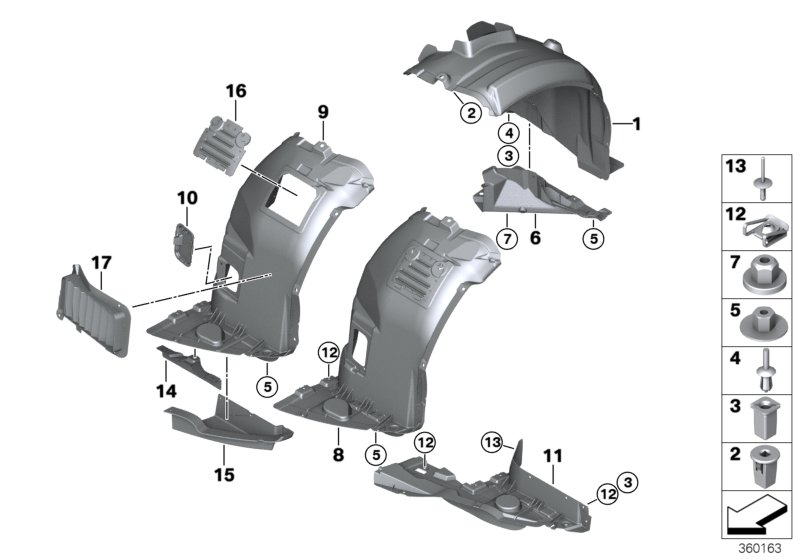 BMW 51718047461 Cover, Wheel Housing, Bottom Left