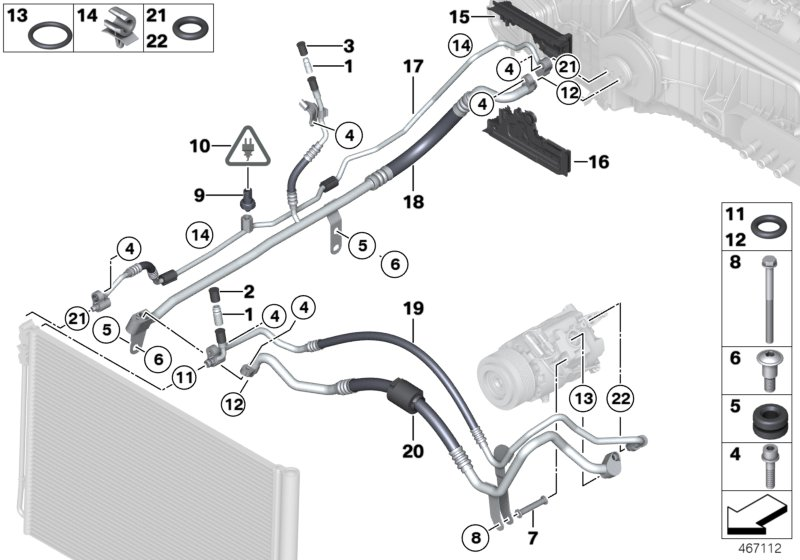 BMW 64539159908 Pressure Hose Assy