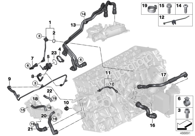 BMW 11538571601 LINE, EGR COOLER - THERMOSTA