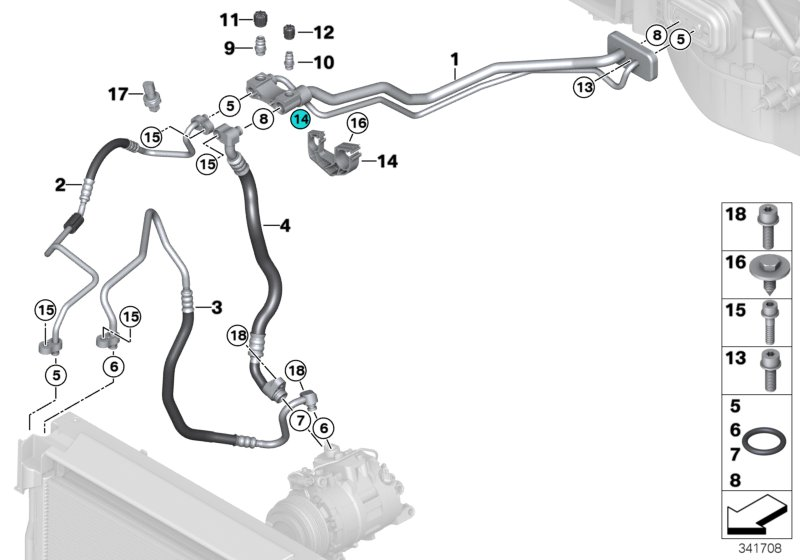 BMW 64509271901 Pressure Hose,Condenser,Evaporator