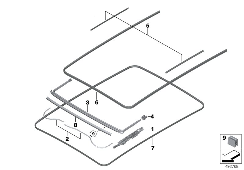 BMW 54109466785 Set Seal For Glass Slide Roo