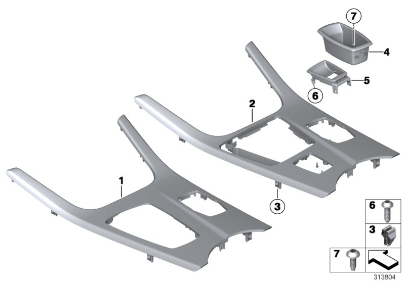 BMW 51169303411 Decorating Panel For Centre Console,Aluminium