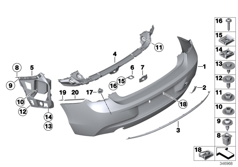 BMW 51127384900 Ultrasonic Sensor Mounting Rear Right