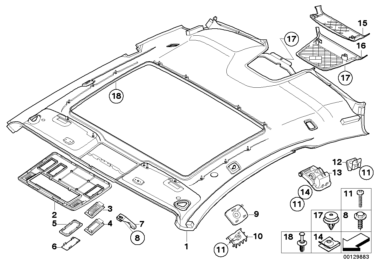 BMW 51448043880 Moulded Roof Lining