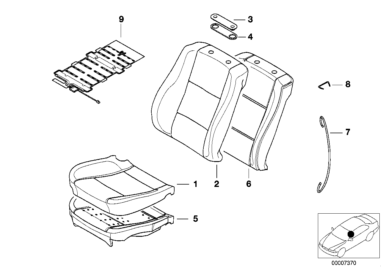 BMW 52107902284 Cover Backrest, Leather