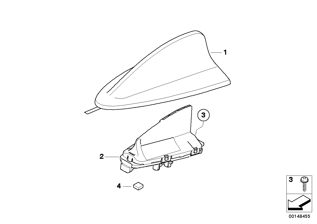 BMW 65206955556 Empty Housing For Roof Antenna, Primed