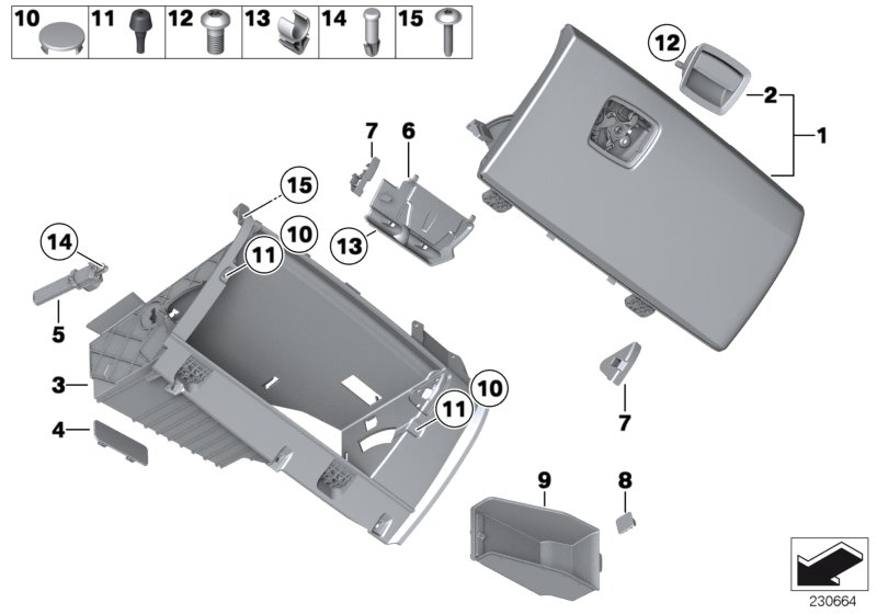 BMW 51169273498 LID, GLOVE BOX, LEATHER