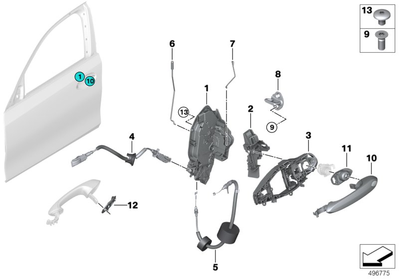 BMW 51217474343 BOWD.CABLE,OUTSIDE DOOR HAND