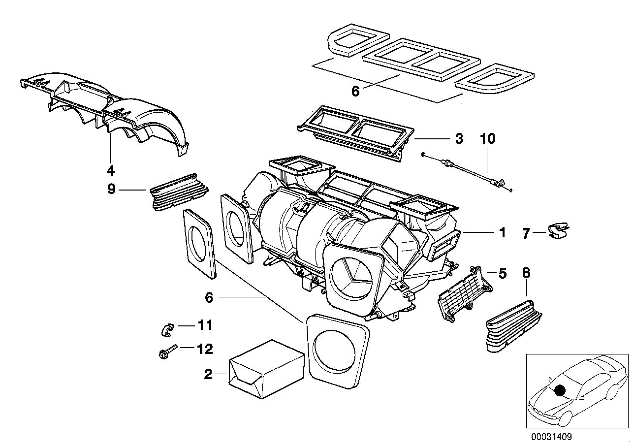 BMW 64118382303 Empty Housing For Heater/Air Condit.Unit