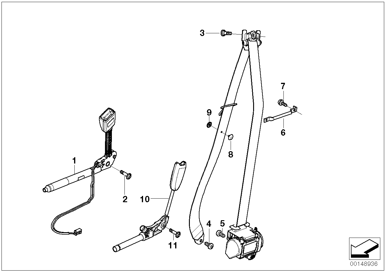 BMW 72119117239 Lower Belt With Left Belt Tensioner