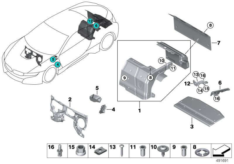 BMW 51487329649 Sound Insulation, Water Channel, Left