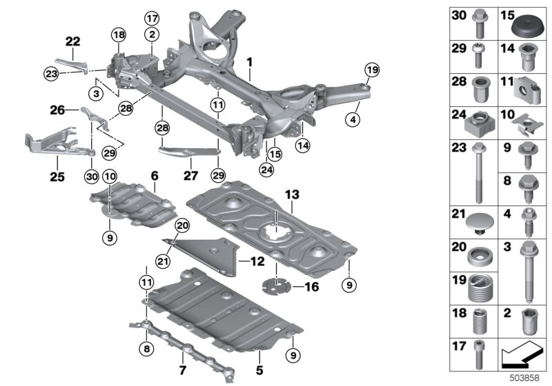 BMW 31106877319 FRONT AXLE SUPPORT