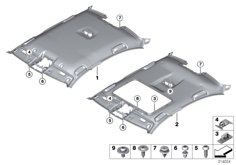 BMW 51448038136 Headlining, Lift-Up & Slide-Back Sunroof