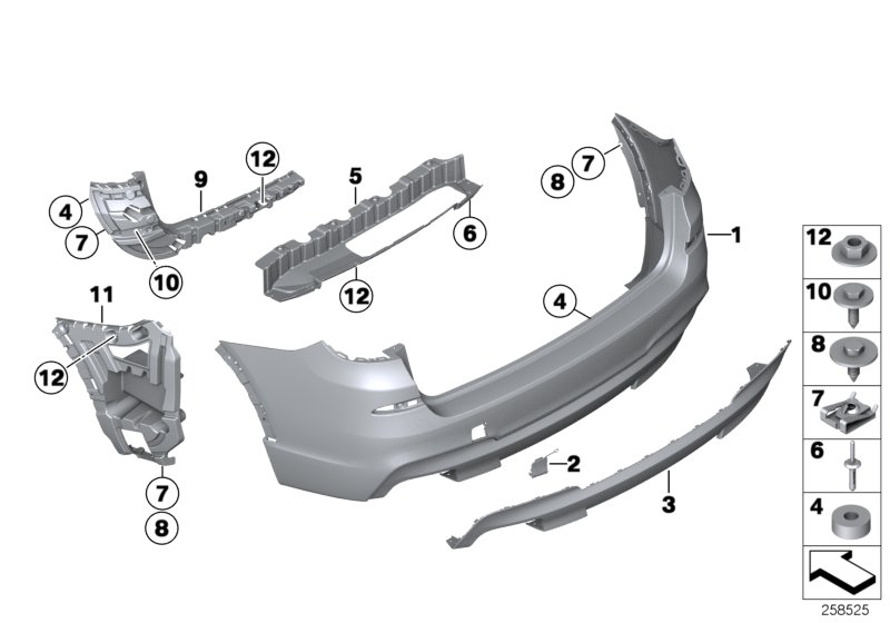 BMW 51122457472 Set, Mounting Parts, Bumper, Rear