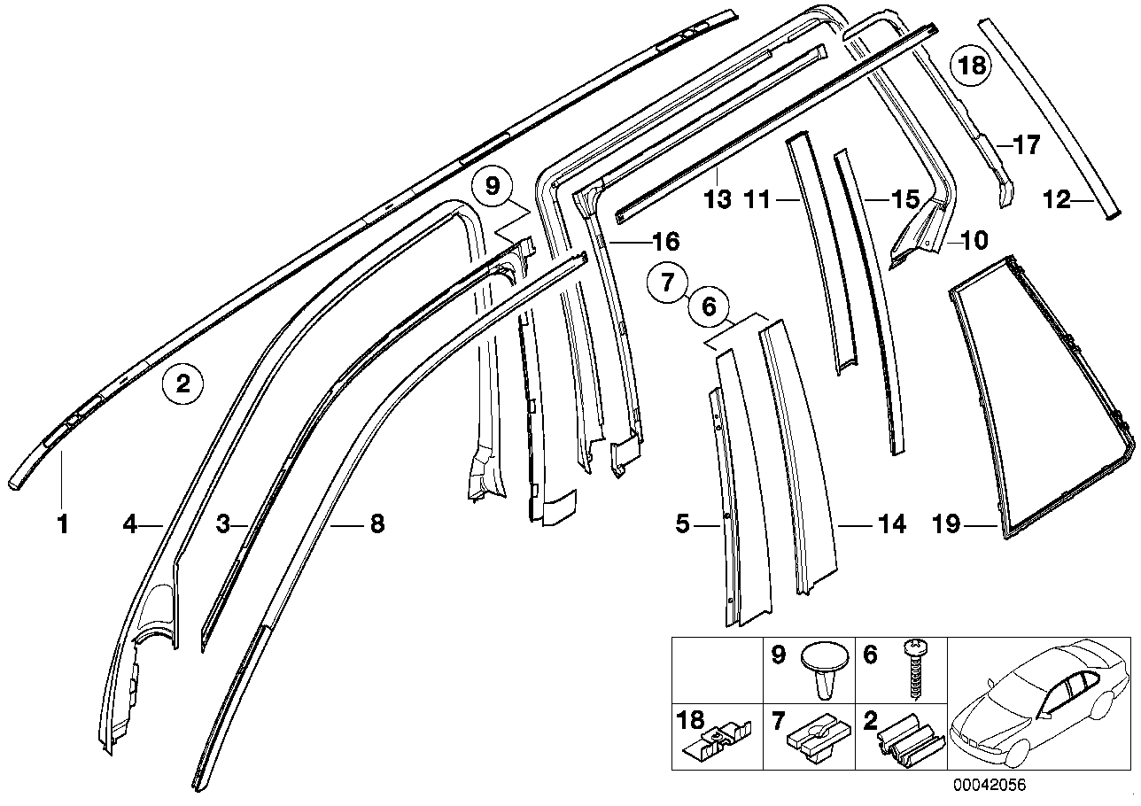 BMW 51348213616 Clip, Window Frame Cover