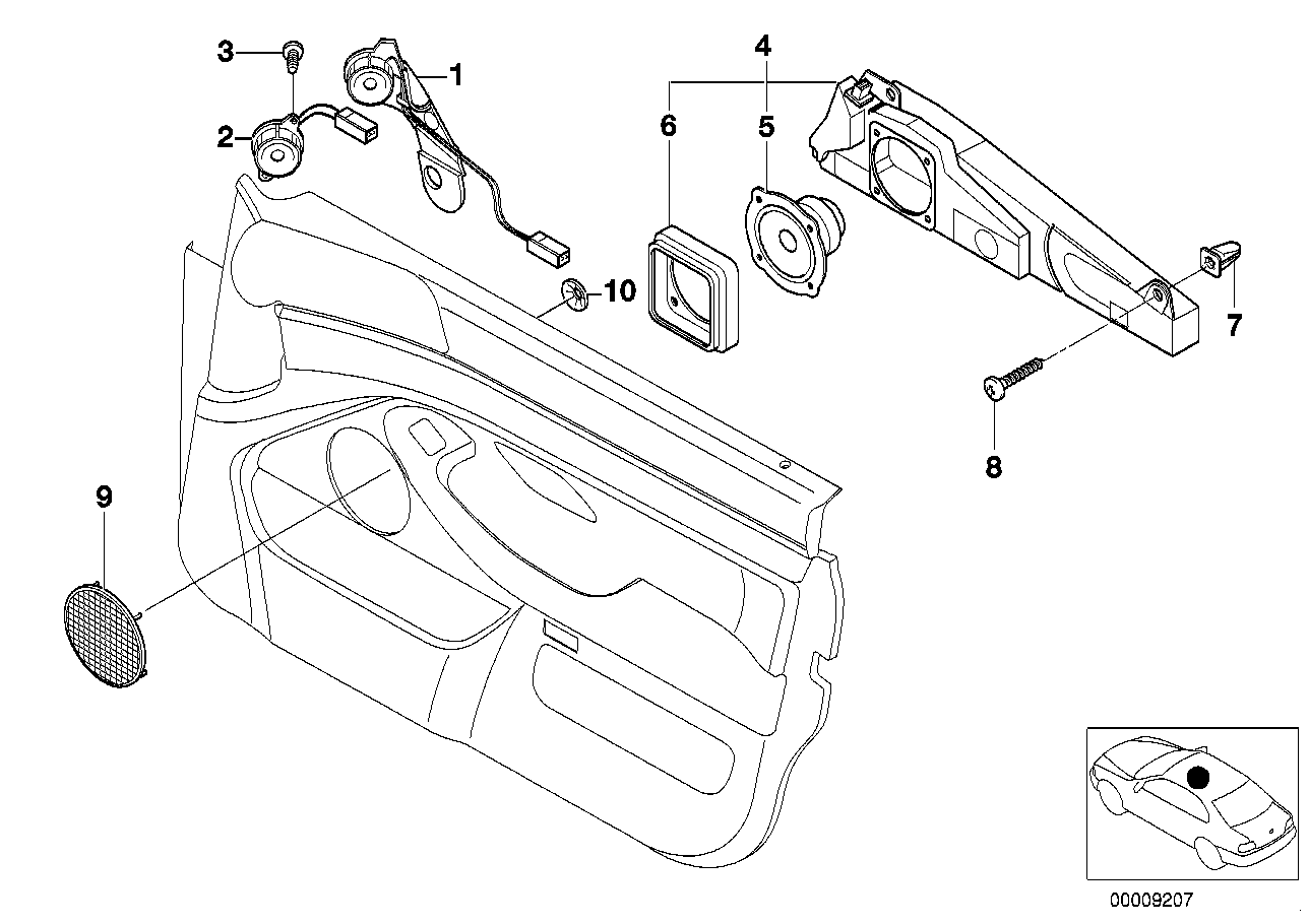 65138362540 BMW Right Front Door Loudspeaker Box