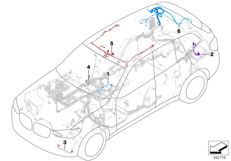 BMW 61128720665 ROOF CABLE HARNESS