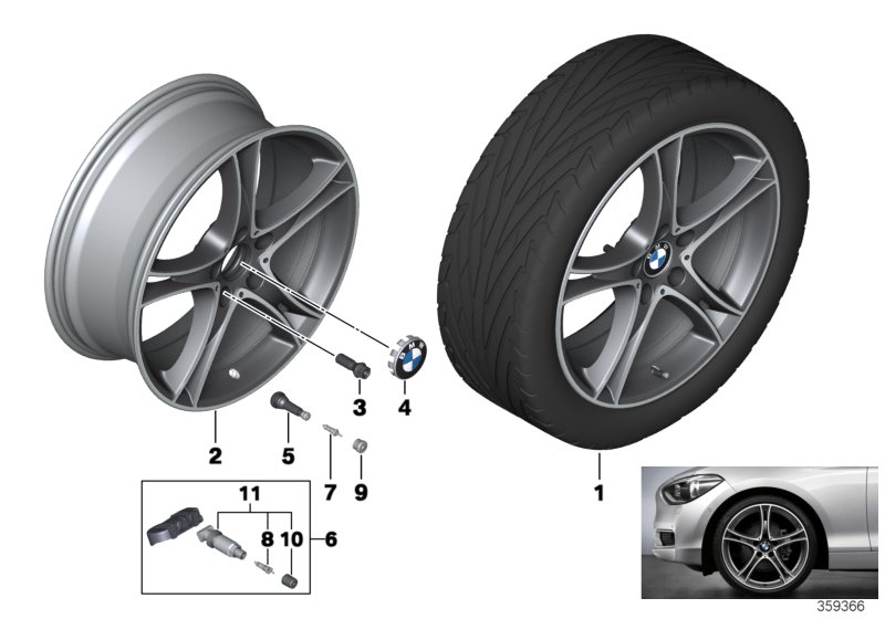 BMW 36116794369 Disc Wheel, Light Alloy, Bright-Turned