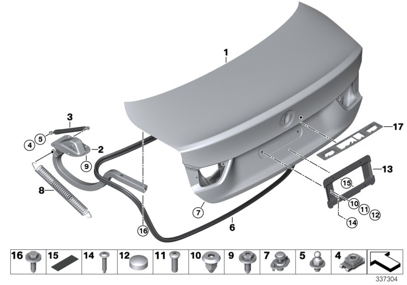 BMW 41007286957 Left Trunk Lid Hinge