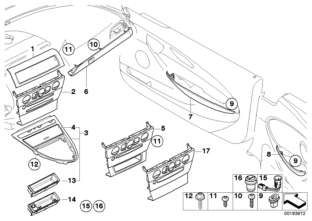 BMW 51416960898 Aluminium Decor Strip, Front Right Door