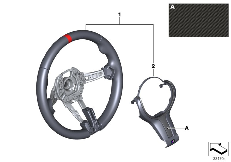 BMW 32302345201 Cover, Steering Wheel, Alcantara/Carbon