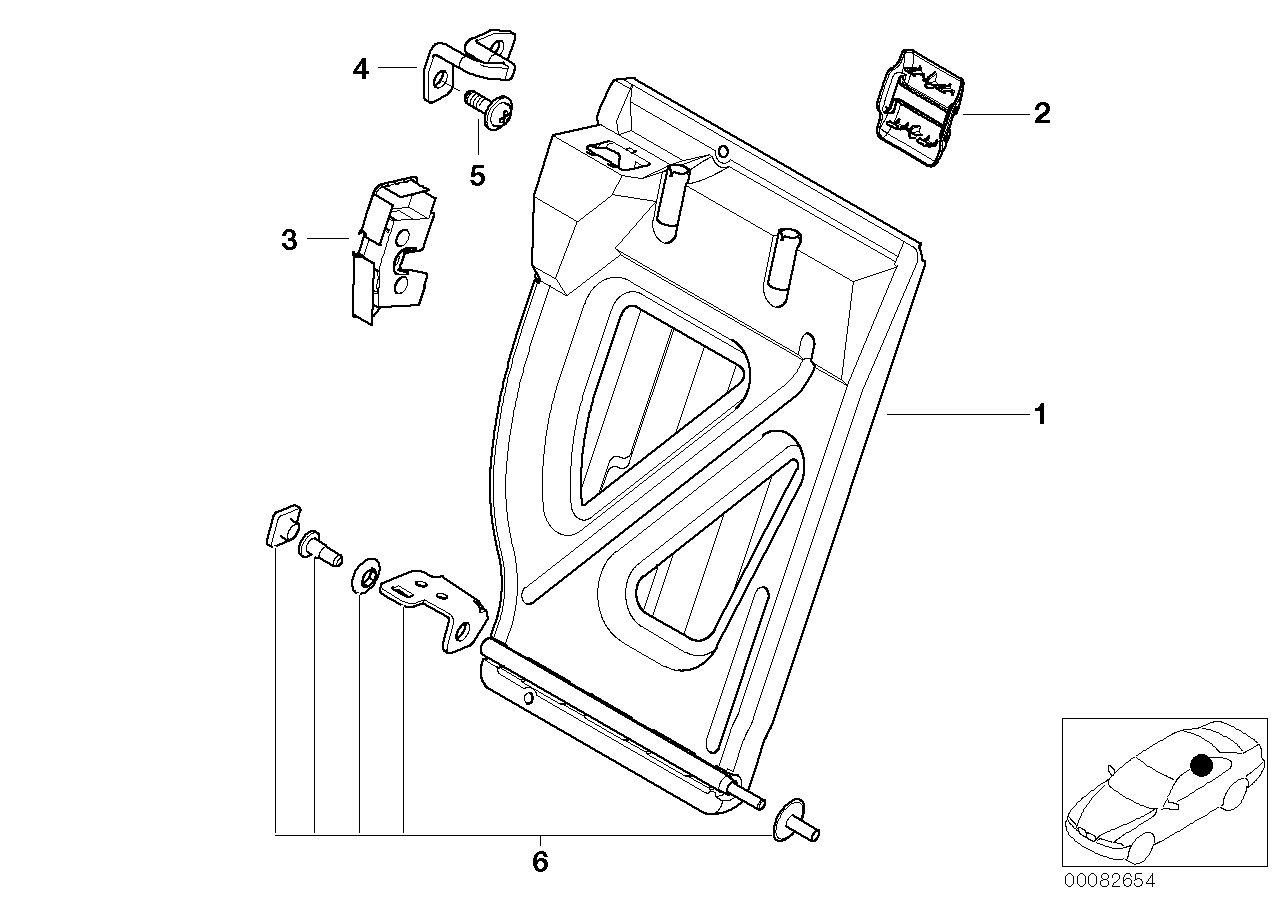 BMW 52207008454 Frame, Backrest Right