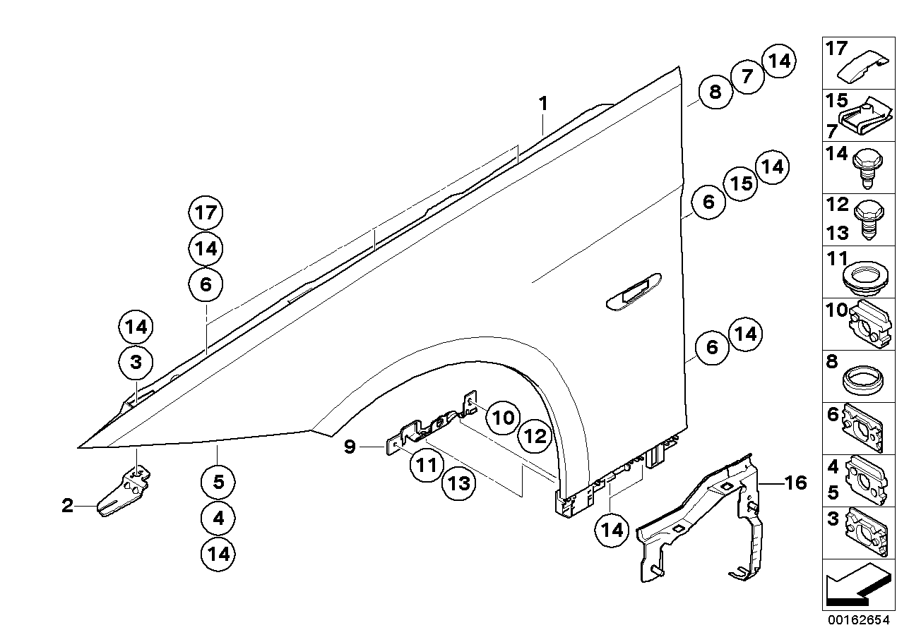 BMW 41008044986 Assembly Holder, Side Panel, Right