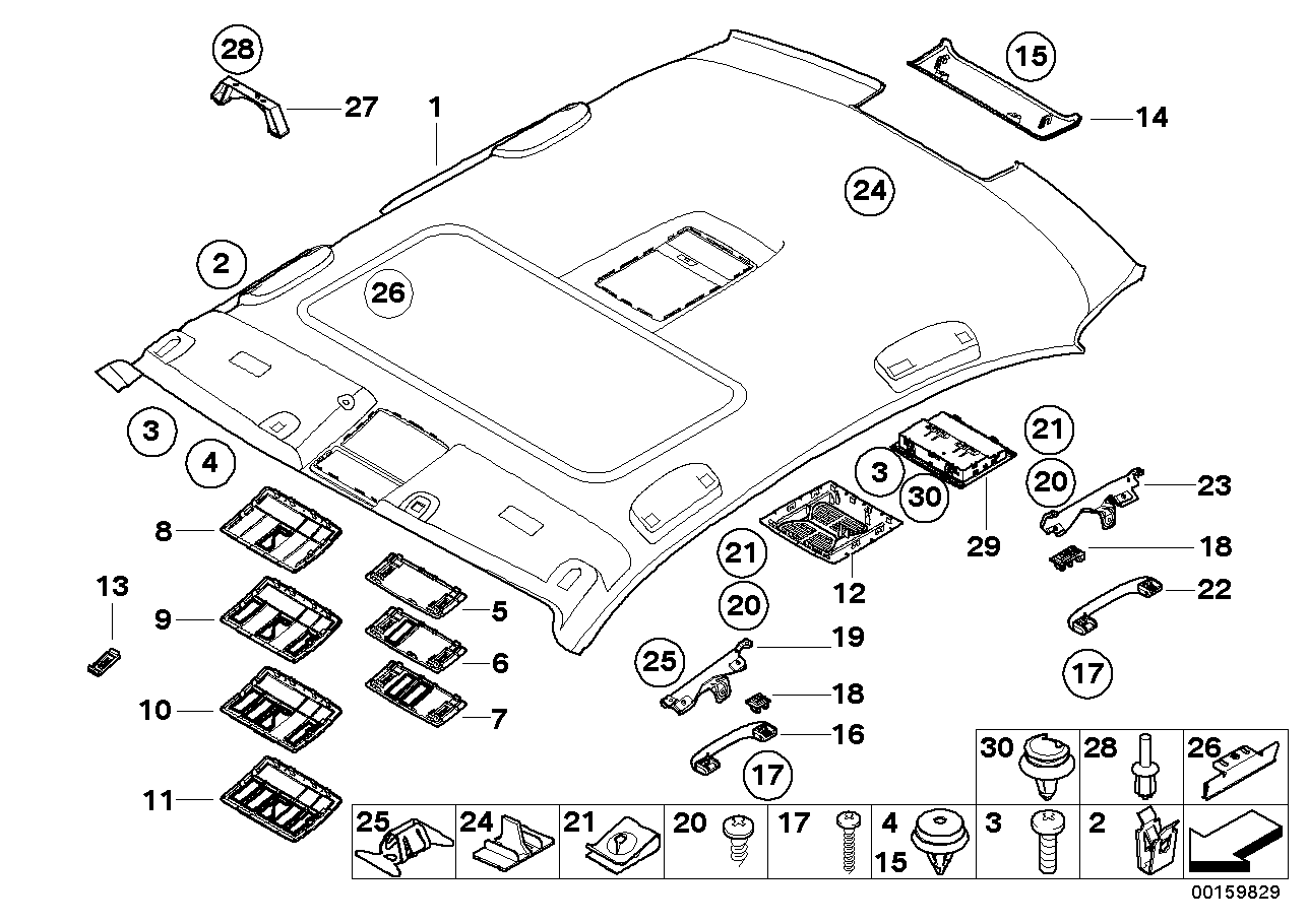 BMW 51447030475 Head Lining Support