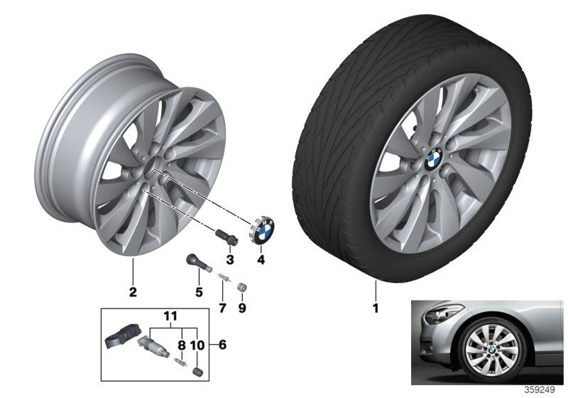 BMW 36116796206 Light Alloy Disc Wheel Reflexsilber