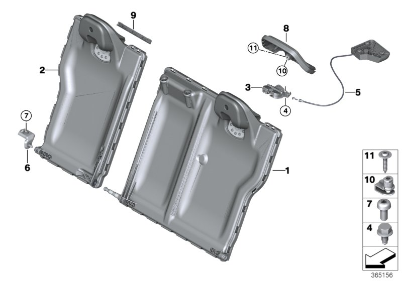 BMW 52208054224 BACKREST FRAME, BASE VERSION